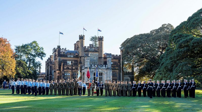 Australian Navy Cadets, Australian Army Cadets and Australian Air Force Cadets at the King's Birthday parade at Government House, Sydney on 10 June 2023. Photo by Sergeant Brodie Cross.