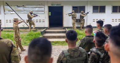 Philippine Army soldiers conduct an urban clearance serial led by the joint Australian training team - Philippines at Camp Melchor F. Dela Cruz. Story. by Captain Thomas Kaye. Photo by Sergeant Brodie Cross.