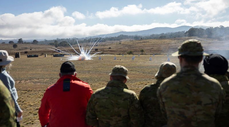 Students of the University of New South Wales Master of Explosive Ordnance degree observe an energetic substance demonstration at Majura Training Area, Canberra. Story and photos by Sergeant Matthew Bickerton.