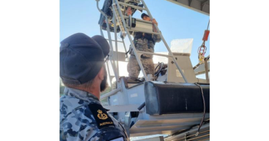 Royal Australian Navy sailors work onboard HMNZS Manawanui with Royal New Zealand Navy sailors to repair a rigid-hulled inflatable boat. Story by Leading Seaman Harry Boardman.