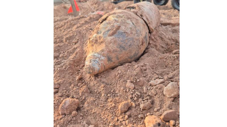 An unexploded World War 2-era Japanese bomb disposed of by the ADF's North Queensland Joint Explosive Ordnance Support team after it was unearthed at the Stokes Hill Waterfront Precinct in Darwin. Story by Bob Zhang.