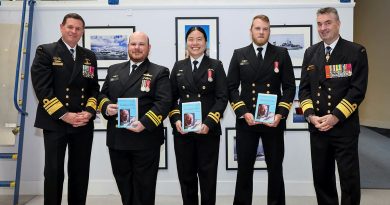 Chief of Navy Vice Admiral Mark Hammond (far left) and the Director General of the Australian Submarine Agency, Vice Admiral Jonathan Mead (far right), with Australia's first Navy officers to graduate from the Royal Navy's Nuclear Reactor Course. Story by Lieutenant Commander John Thompson. Photos by LPhot Edward Jones.