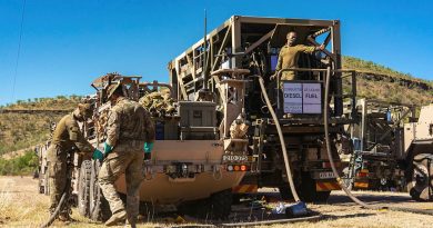 Australian Army fuel specialists from the 1st Combat Service Support Battalion work alongside petroleum operators from UK's Commando Logistics Regiment to refuel Battle Group Tiger vehicles at Timber Creek, NT, during Exercise Predator's Run. Story by Captain Annie Richardson. Photos by Corporal Madhur Chitnis.