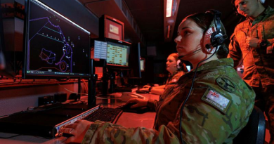 Air surveillance operator Corporal Mikayla Dows, of 114 Mobile Control and Reporting Unit, monitors the air space inside the Mobile Control Reporting Centre during Exercise Pitch Black 24. Story by Flight Lieutenant Matthew Edwards. Photo by Sergeant David Gibbs.