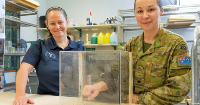 Major Lisa Rigby (right) and Ms Donna MacKenzie inspect mosquitos at the ADF Malaria and Infectious Disease Institute at Gallipoli Barracks in Enoggera, Brisbane. Story by Flight Lieutenant Marina Power. Photos by Lance Corporal Luke Donegan.