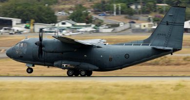 Air Force C-27J Spartan aircraft from No. 35 Squadron, takes off from Port Moresby International Airport, Papua New Guinea, during Operation Island Chief 2024. Story by Captain Peter Nugent. Photos by Corporal Emma Schwenke.