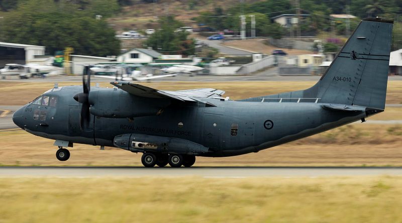 Air Force C-27J Spartan aircraft from No. 35 Squadron, takes off from Port Moresby International Airport, Papua New Guinea, during Operation Island Chief 2024. Story by Captain Peter Nugent. Photos by Corporal Emma Schwenke.