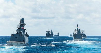 Navies from Australia, France, Germany, Italy and Japan conduct a formation foxtrot during multinational task group activities. Story by Lieutenant Tahlia Merigan. Photos by Leading Seaman Daniel Goodman.