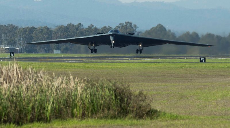 A United States Air Force B-2 Spirit stealth bomber takes off at RAAF Base Amberley. Story by Lieutenant Rob Hodgson. Photo by Corporal Brett Sherriff.