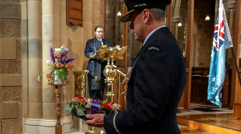 Representing the Chief of Air Force, Air Commodore James Badgery lays a wreath at St David's Cathedral in Hobart during the Battle of Britain National Commemoration service. Story by Flying Officer Wendy Pyper. Photos by Leading Aircraftman Brett Sherriff.