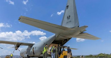 Cargo is unloaded from a RAAF C-130J Hercules at Adisutjipto Air Force Base in Yogyakarta, Indonesia, as part of Exercise Rajawali AusIndo. Story by Flight Lieutenant Claire Campbell. Photos by Leading Aircraftman Chris Tsakisiris.