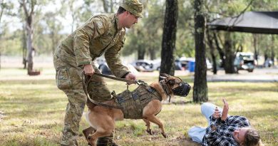 Private Daniel Mooney and military police dog Beretta during the Military Working Dog Handler Basic Course at RAAF Security and Fire School, RAAF Base Amberley, Ipswich. Story by Captain Nigel Jacobs. Photos by Lance Corporal Luke Donegan.