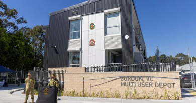 Major General David Thomae addresses the crowd during the opening of the new Gordon VC multi-user depot at Chindera, NSW. Story by Captain Katy Manning. Photo by Private Peter Mosley.