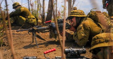 Australian Army soldiers from 5th Battalion, the Royal Australian Regiment, engage a threat after receiving fire-control orders during a joint field training exercise conducted on Exercise Super Garuda Shield 2024 in Surabaya, Indonesia. Story and photo by Corporal Madhur Chitnis.