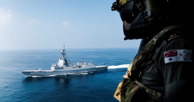 Leading Seaman James Neville looks out towards HMAS Sydney as the ship is deployed on Operation Argos. Story by Lieutenant Tahlia Merigan. Photos by Leading Seaman Daniel Goodman.