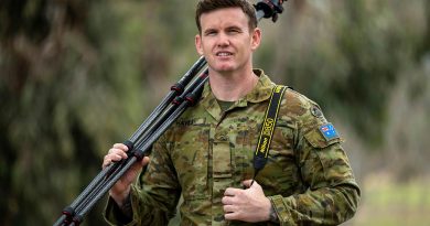 Private Jack Hayes prepares for a photography task at the Army Logistic Training Centre at Latchford Barracks, Bonegilla, Victoria. Story by Major Evita Ryan. Photo by Private Joseph Hess.