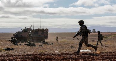 Australian and Malaysian Army soldiers conduct dry-fire rehearsals during Exercise Southern Tiger at Cultana Field Training Area, South Australia. Story by Captain Peter March. Photo by Corporal Cameron Pegg.