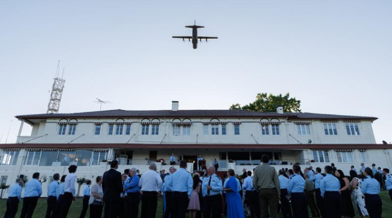 A C-130J Hercules from 37 Squadron flies over the assembled guests and visitors at RAAF Base Glenbrook during the 75th anniversary celebrations. Story by Flight Lieutenant Robert Cochran. Photo by Sergeant David Gibbs.