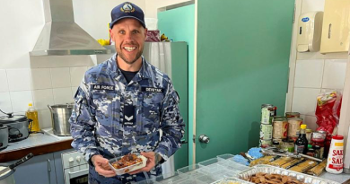 Air Force Chef Corporal Brent Devetak prepares meals for locals at Kununurra during Exercise Kummundoo 24. Story by Flying Officer Rose Gigliotti. Photo by Flight Lieutenant Yuen Dieu.