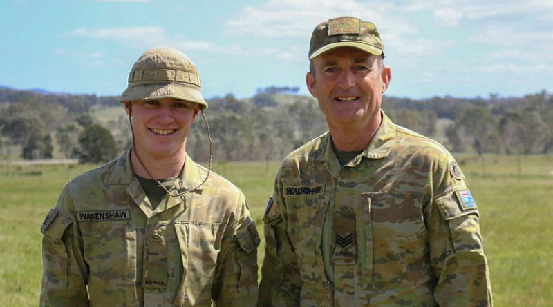 Private Riley Wakenshaw and his father Sergeant Paul Wakenshaw, who worked together on logistics at a cadet exercise. Story by Cadet Lance Corporal Elijah Dunks.