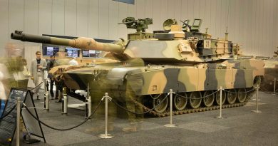 An Australian Army M1A2 SEPv3 Abrams main battle tank on display at the 2024 Land Forces Expo in Melbourne. Story and photo by Sergeant Matthew Bickerton.