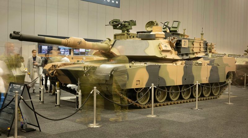 An Australian Army M1A2 SEPv3 Abrams main battle tank on display at the 2024 Land Forces Expo in Melbourne. Story and photo by Sergeant Matthew Bickerton.