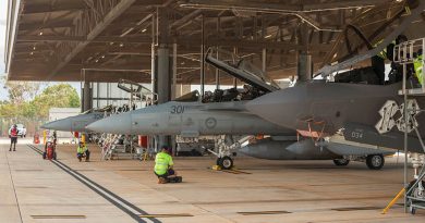 EA-18G Growlers from 6 Squadron and F-35A Lightning IIs from 75 Squadron on the flight line at RAAF Base Tindal, NT, during Trial Swagman. Story by Flight Lieutenant Claire Campbell. Photo by Leading Aircraftman Brandon Murray.