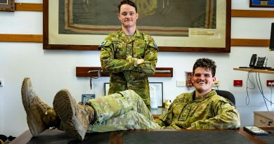 Lance Corporal Ben Pascoe and Private Shanon Holloway take on the roles of Commanding Officer and Regimental Sergeant Major for the day at Lavarack Barracks, Townsville. Story by Captain Brittany Evans. Photo by Trooper Dana Millington.