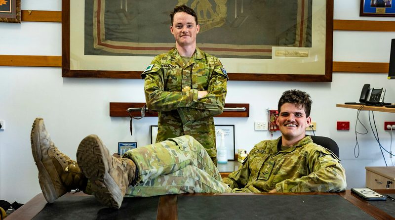 Lance Corporal Ben Pascoe and Private Shanon Holloway take on the roles of Commanding Officer and Regimental Sergeant Major for the day at Lavarack Barracks, Townsville. Story by Captain Brittany Evans. Photo by Trooper Dana Millington.