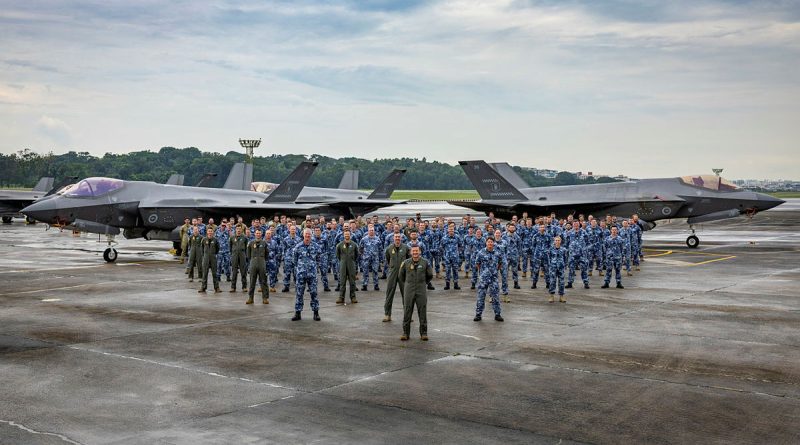 Royal Australian Air Force 77 Squadron members on the apron with the F-35A Lightning II at Paya Lebar Air Base during Exercise Bersama Lima 2024, Singapore. Story by Captain Andrew Page. Photos by Corporal Lisa Sherman.