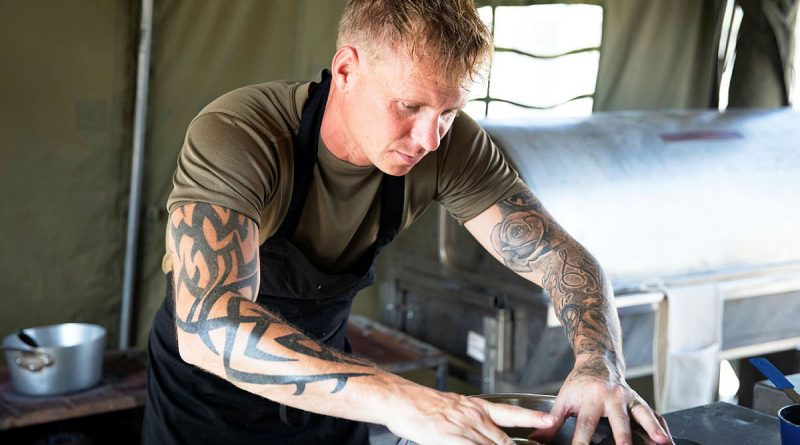 Army chef Corporal Lee Kemp participates in one of the Exercise Golden Plate cooking scenarios at Gallipoli Barracks, Queensland. Story by Captain Joanne Leca. Photos by Sergeant Jason Slape.