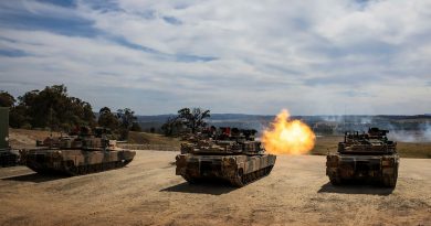 Australian Army Abrams M1A2 SEPv3 main battle tanks during a live-fire serial as part of a qualification course for Royal Australian Armoured Corps soldiers at Puckapunyal Military Area, Victoria. Story and photos by Corporal Jacob Joseph.