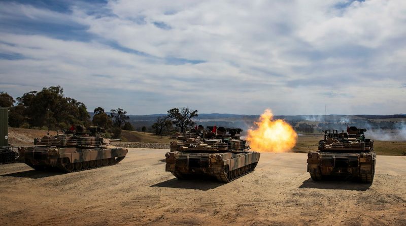 Australian Army Abrams M1A2 SEPv3 main battle tanks during a live-fire serial as part of a qualification course for Royal Australian Armoured Corps soldiers at Puckapunyal Military Area, Victoria. Story and photos by Corporal Jacob Joseph.