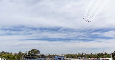 The Air Force Roulettes perform a handling display at the 2024 VAILO Adelaide 500 in Adelaide, South Australia. Story by Flight Lieutenant Robert Cochran. Photos by Aircraftwoman Halley Van Essen.