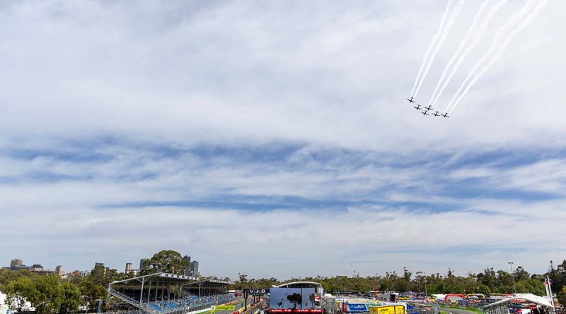 The Air Force Roulettes perform a handling display at the 2024 VAILO Adelaide 500 in Adelaide, South Australia. Story by Flight Lieutenant Robert Cochran. Photos by Aircraftwoman Halley Van Essen.