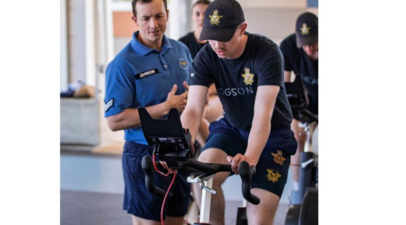 Corporal Matthew Johnson watches over a recruit trialing the new fitness test standard Wattbike at RAAF Base Wagga, NSW. Story by Pilot Officer Timothy Sullivan. Photos by Aircraftman Jakob Reid.