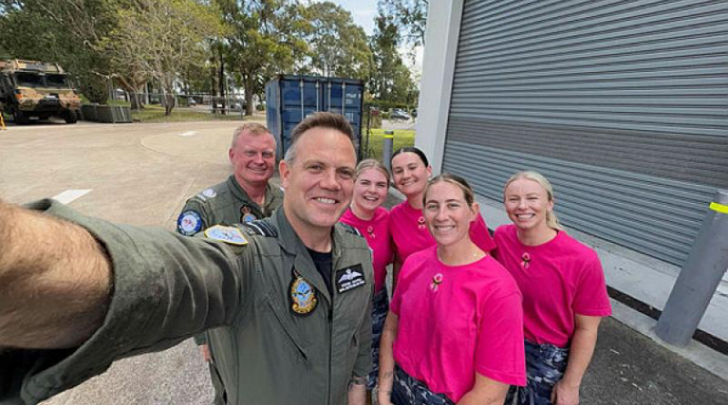 Chief of Air Force Air Marshal Stephen Chappell and Warrant Officer of the Air Force Ralph Clinton with Leading Aircraftwoman Sarah Gardner, Corporal Melany Stummer, Leading Aircraftwoman Riley Biedermann and Leading Aircraftwoman Rachael Hoey. Story by Flying Officer Jody Blakeley.