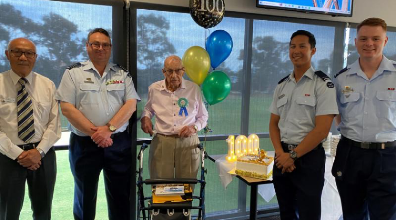 World War 2 RAAF veteran Cyril Rothall, who served with 3 Airfield Construction Squadron, celebrates his 100th birthday. Photo by Nicholas Gunn.