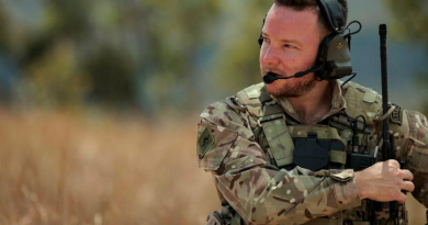 Royal Air Force Joint Terminal Attack Controller Sergeant Craig Clarke changes his radio's frequency during live-fire serials as part of Exercise Black Dagger 2024. Story by Flight Lieutenant Grace Casey-Maughan. Photo by Aircraftwoman Laura Flower.