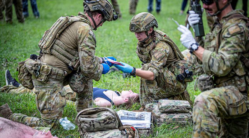 Army medics from 2nd Health Battalion provide medical care to simulated casualties at the point of injury during Exercise Viper Walk 2024. Story by Corporal Jacob Joseph. Photo by Corporal Melina Young.