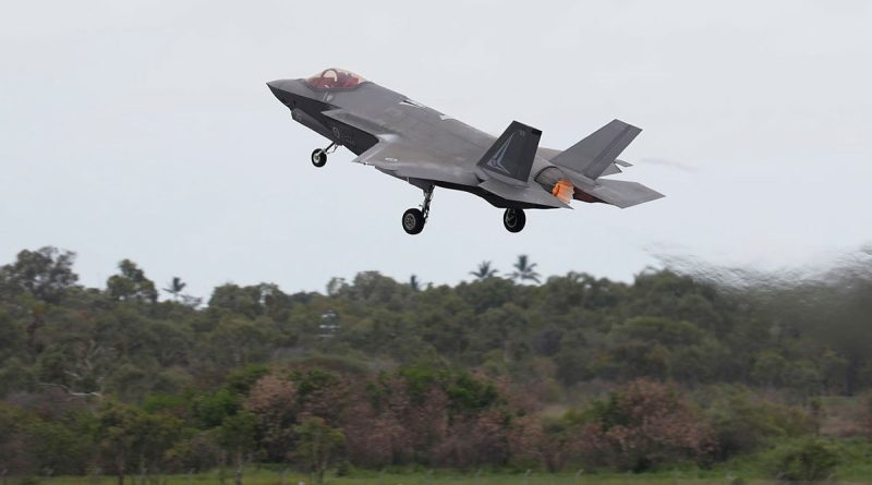 An F-35A Lightning II aircraft from 2 Operational Conversion Unit takes to the sky for a mission during Exercise High Sierra, RAAF Base Townsville. Story by Flying Officer Madeleine Magee. Photos by Sergeant Andrew Eddie.