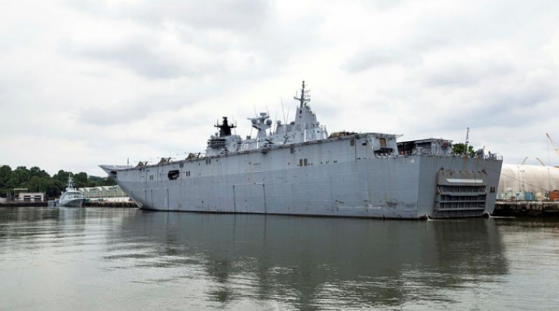 HMAS Adelaide and HMS Spey alongside PSA Sembawang, Singapore, during Indo-Pacific Endeavour. Story by Lieutenant Mick Wheeler. Photo by Leading Seaman Matthew Lyall.