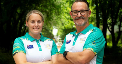 Invictus Games 2025 Team Australia captains, Caz Gladysz and Doug Griffiths proudly wear the new team polo shirt. Story by Flying Officer Tina Langridge. Photos by Flight Sergeant Christopher Dickson.