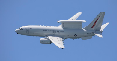 An Air Force E-7A Wedgetail in-flight. Story by Chloe Mackrell. Photo by Aircraftman Campbell Latch.