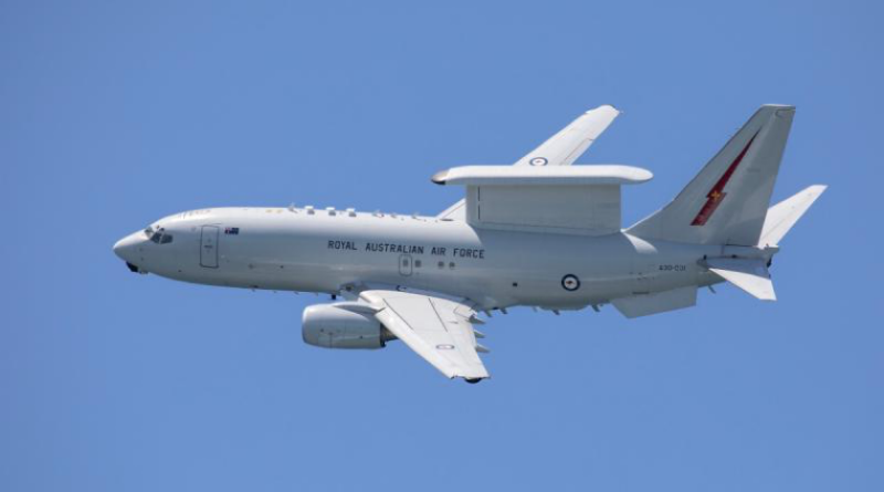 An Air Force E-7A Wedgetail in-flight. Story by Chloe Mackrell. Photo by Aircraftman Campbell Latch.