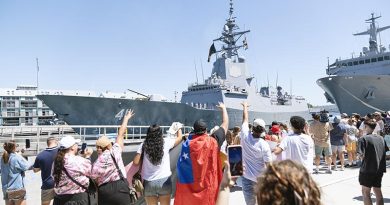 Families welcome HMAS Brisbane to its home port at Fleet Base East in Sydney, New South Wales following a successful deployment to the United States. Photo by Leading Seaman Matthew Lyall.