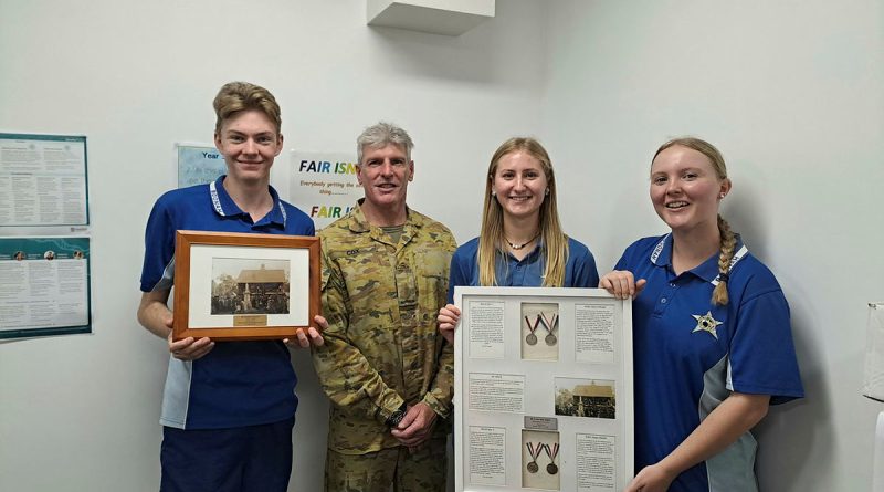 Trooper Nigel Cox has a proud association with former Mt Alford State School leadership team Guy, Tilly and Klancie. Story by Captain Cody Tsaousis. Photo by Mt Alford State School