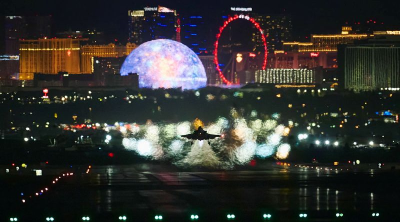 A Royal Australian Air Force 77 Squadron F-35A Lightning II aircraft takes off from Nellis Air Force Base during Exercise Red Flag Nellis. Story. y Flying Officer Shanea Zeegers. US. Photos by Aircraftwoman Laura Flower.