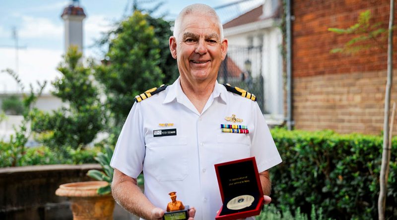 Commander Peter Teichmann during his retirement ceremony at HMAS Kuttabul in Sydney. Story by Lieutenant Commander Anthony White. Photos by Leading Seaman Daniel Goodman.