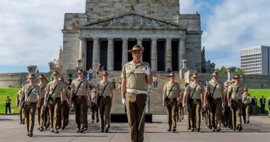 Regimental Sergeant Major of the Defence Force School of Signals, Warrant Officer Class One Benn Goulter, orders signallers to 'march on' at the start of the Royal Australian Corps of Signals centenary parade in Melbourne. Story by Captain Andrew Page. Photos by Corporal Michael Currie.